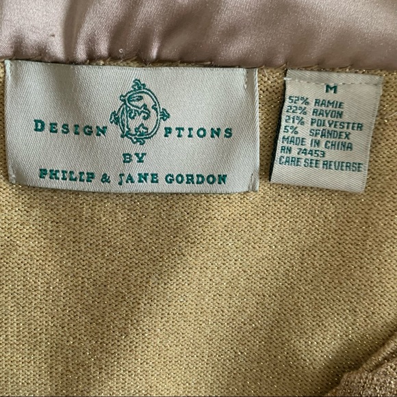 Design Options By Philip & Jane Gordon Vintage Gold Metallic Knit Top Sz M - Picture 13 of 14